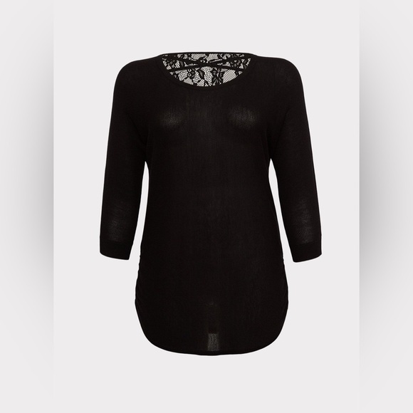 NWT torrid Pullover Lace Back Sweater black women’s size 2XL 100% rayon - Picture 2 of 14